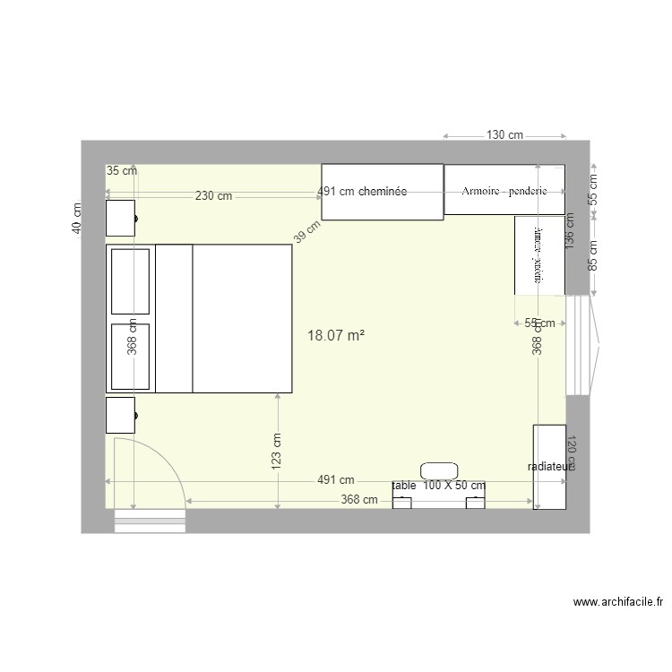 PIECE  grise version CHAMBRE 1020 definitif. Plan de 0 pièce et 0 m2