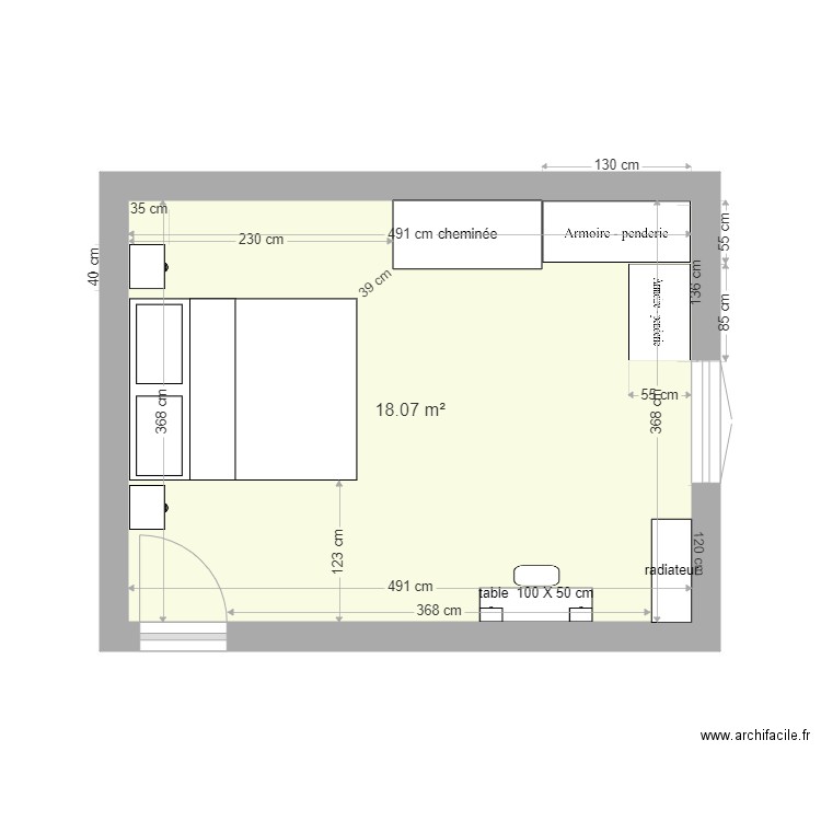 PIECE  grise version CHAMBRE 1020 definitif. Plan de 0 pièce et 0 m2