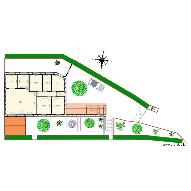 Maison. Plan de 13 pièces et 114 m2