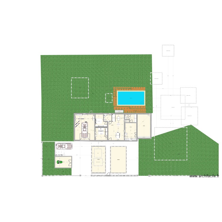 projet veranda cuisine. Plan de 8 pièces et 262 m2