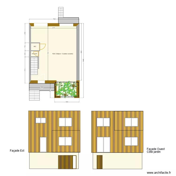 Fa&ccedil;ade Ouest. Plan de 15 pièces et 183 m²