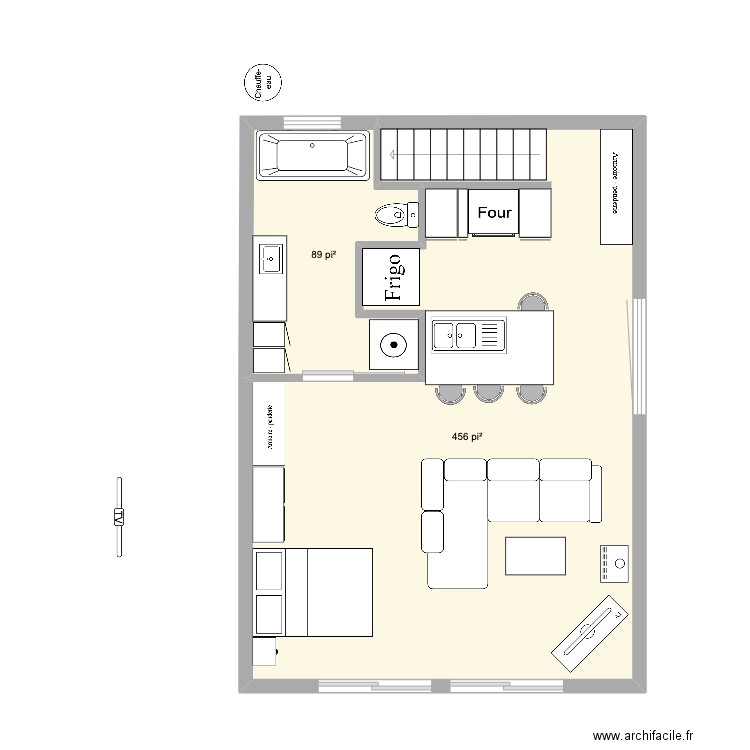 top du garage. Plan de 2 pièces et 51 m2