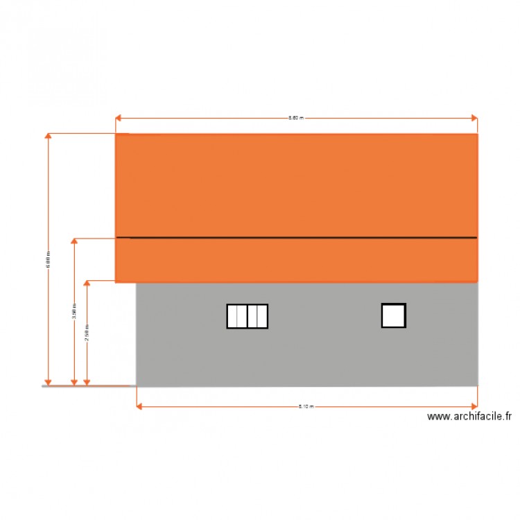 facade cote cuisine avant modif. Plan de 0 pièce et 0 m2