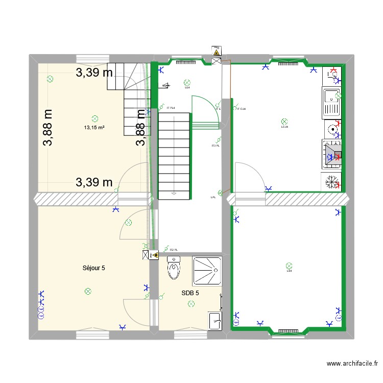 sept ind 2. Plan de 31 pièces et 295 m2