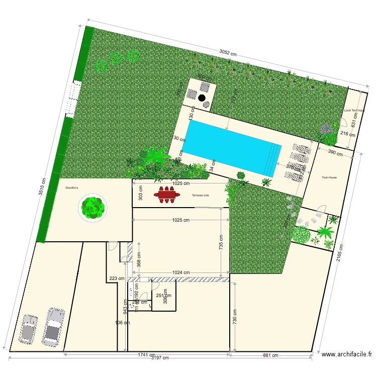 ext avec piscine et extension noyant. Plan de 0 pièce et 0 m2