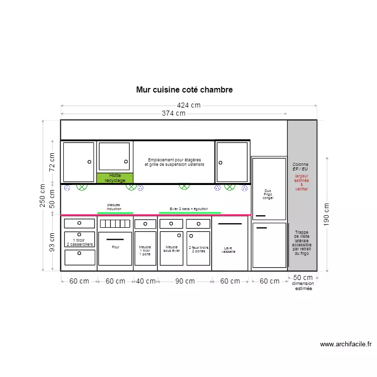 Coupe cuisine chambre. Plan de Coupe cuisine chambre. Plan de
