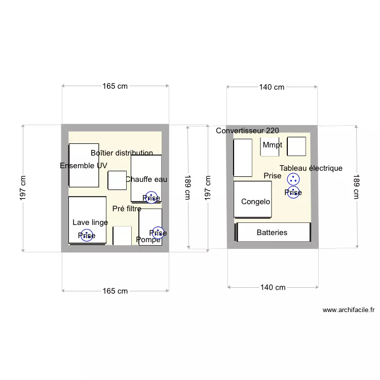 Placard eau b&acirc;bord. Plan de 