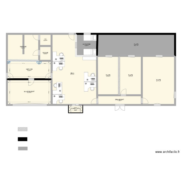 Travaux SSLIA. Plan de 13 pièces et 227 m2