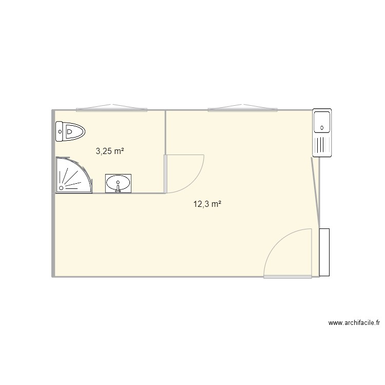 Cannebière. Plan de 2 pièces et 16 m2