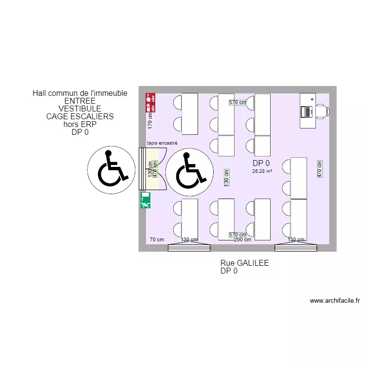 SALLE "ANNEXE" DE L'INST SUP DROIT APRES TRAVAUX ESP ROT. Plan de 
