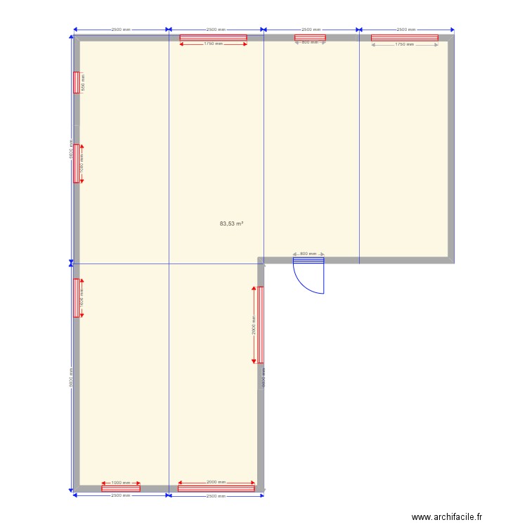 90 2 sv. Plan de 1 pièce et 84 m2