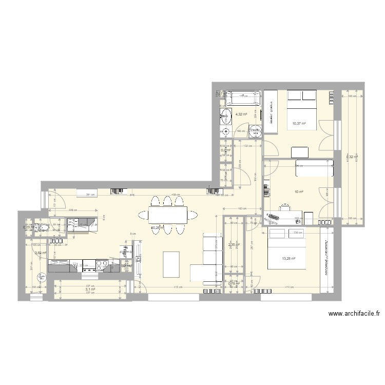 Appartement JOLIMONT. Plan de 14 pièces et 96 m2