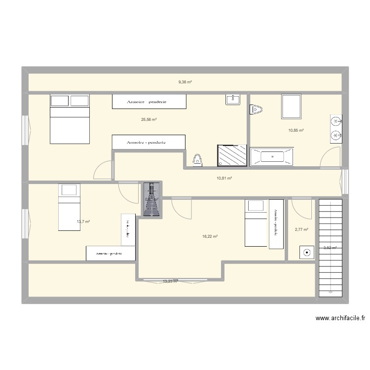 projet oissel etage autre. Plan de 10 pièces et 107 m2