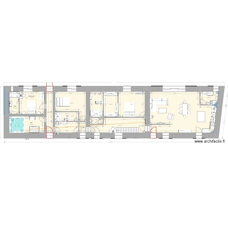 maison complète 2 chauffage. Plan de 34 pièces et 370 m2