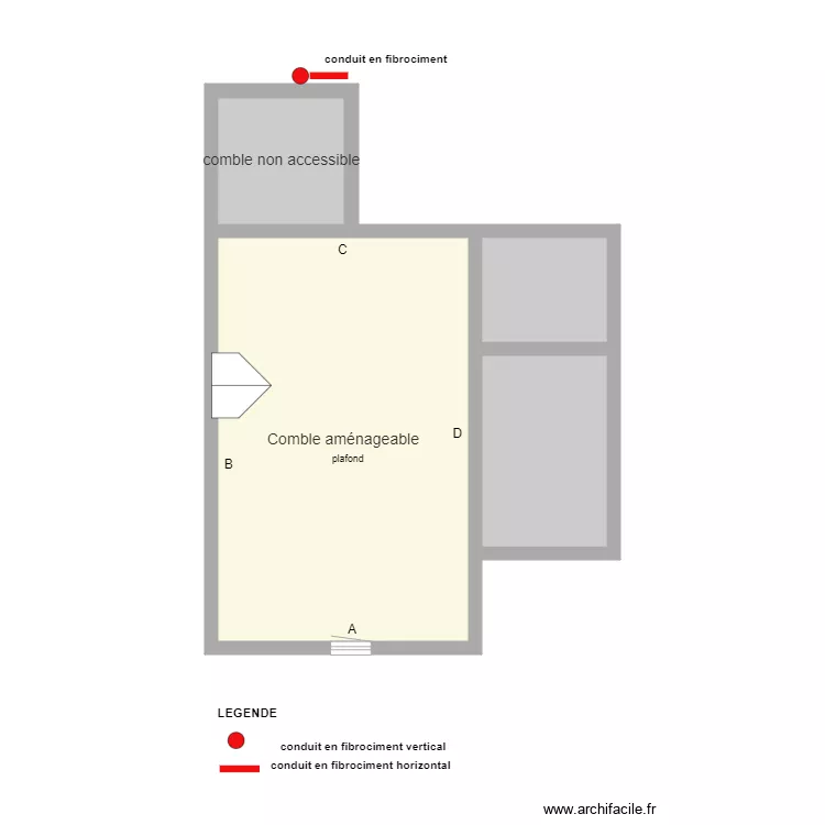 Maison T2 comble. Plan de 