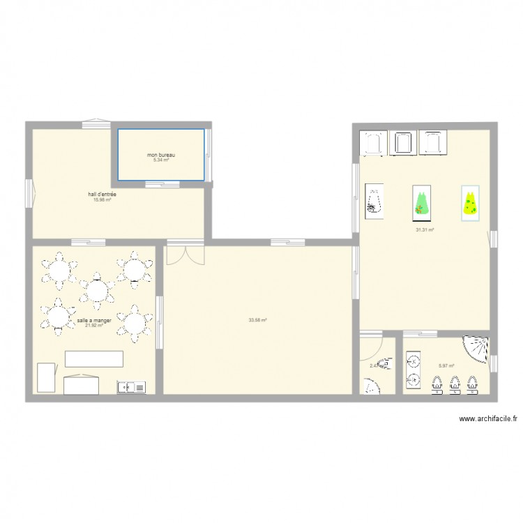 projet crèche - Plan 7 pièces 117 m2 dessiné par perrinaurelie