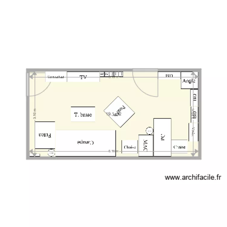 Carouge salon. Plan de 