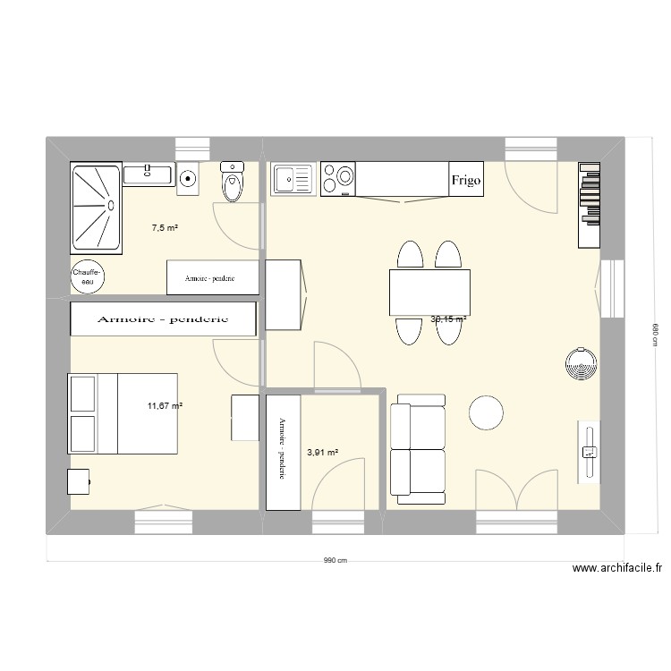 plan10. Plan de 4 pièces et 53 m2