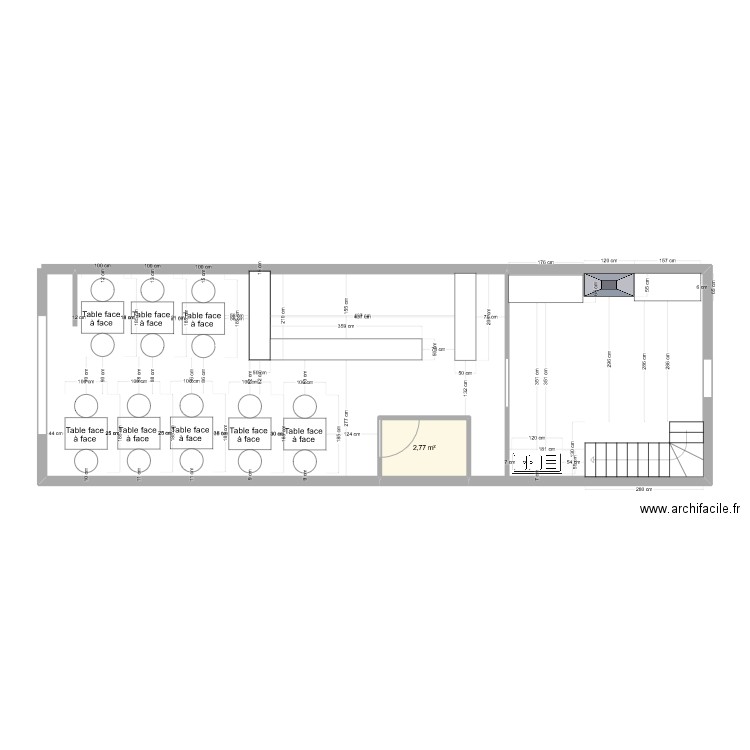 RESTAURANT. Plan de 1 pièce et 3 m2