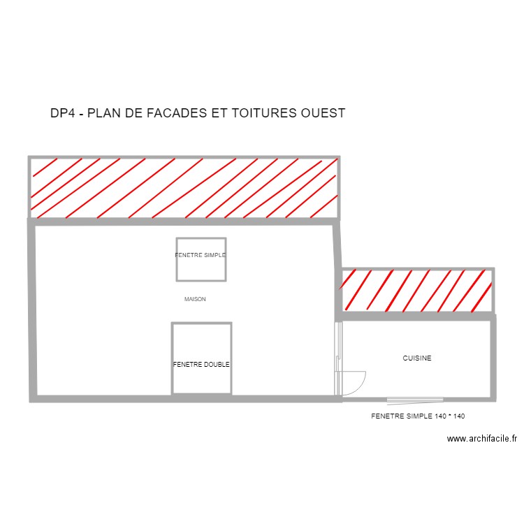 plan de façade ouest. Plan de 0 pièce et 0 m2