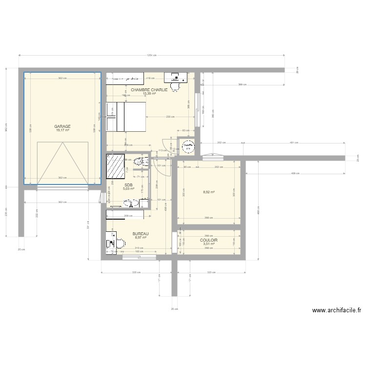 extension Julien. Plan de 7 pièces et 62 m2