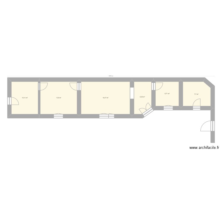 MORLE ETAT ACTUEL. Plan de 6 pièces et 63 m2