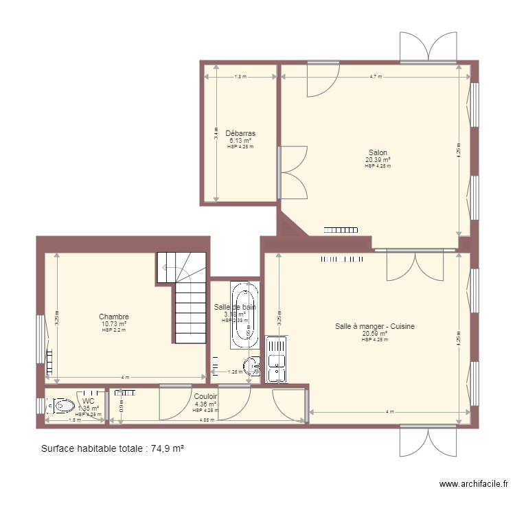 EE 49 bis Louis Blanc Gardienne. Plan de 0 pièce et 0 m2