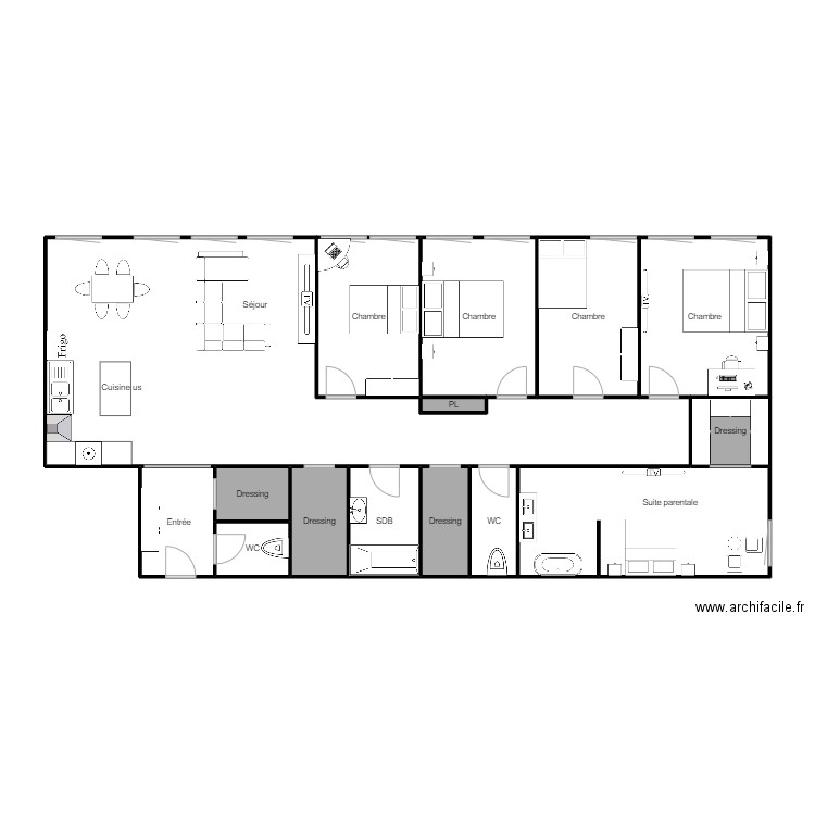 Plan fourrier 1. Plan de 15 pièces et 111 m2