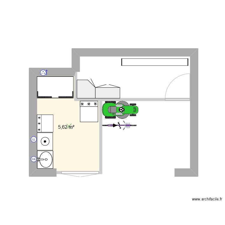 garage. Plan de 1 pièce et 6 m2