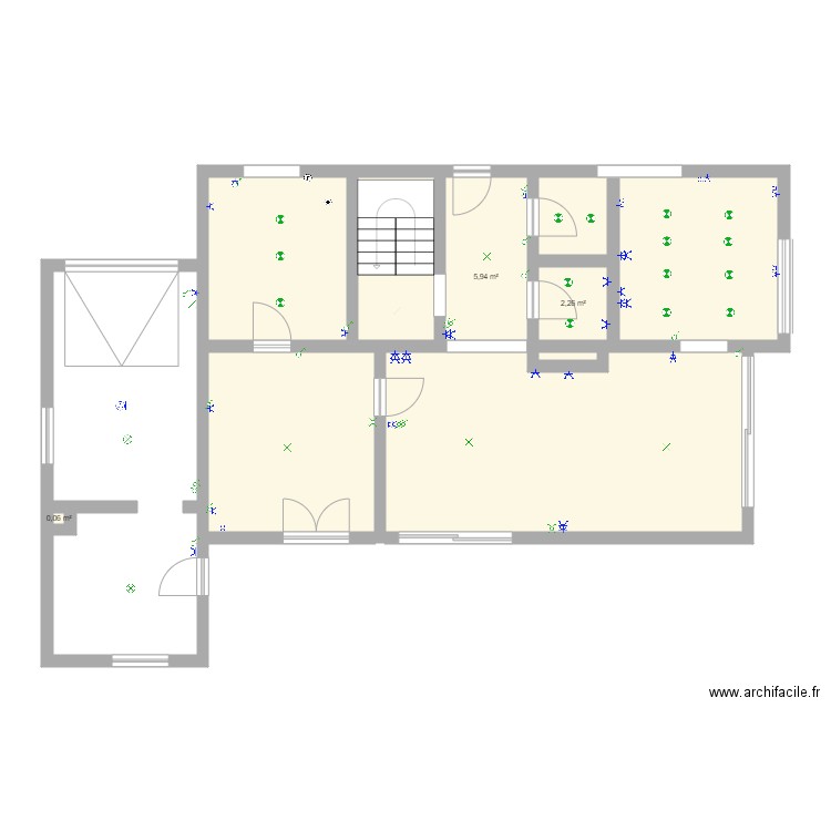 rez electrique . Plan de 9 pièces et 79 m2