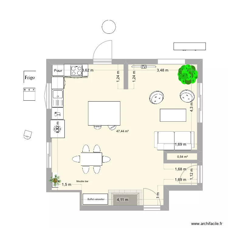 Pièce de jour. Plan de 0 pièce et 0 m2 Pièce de jour. Plan de 0 pièce et 0 m2