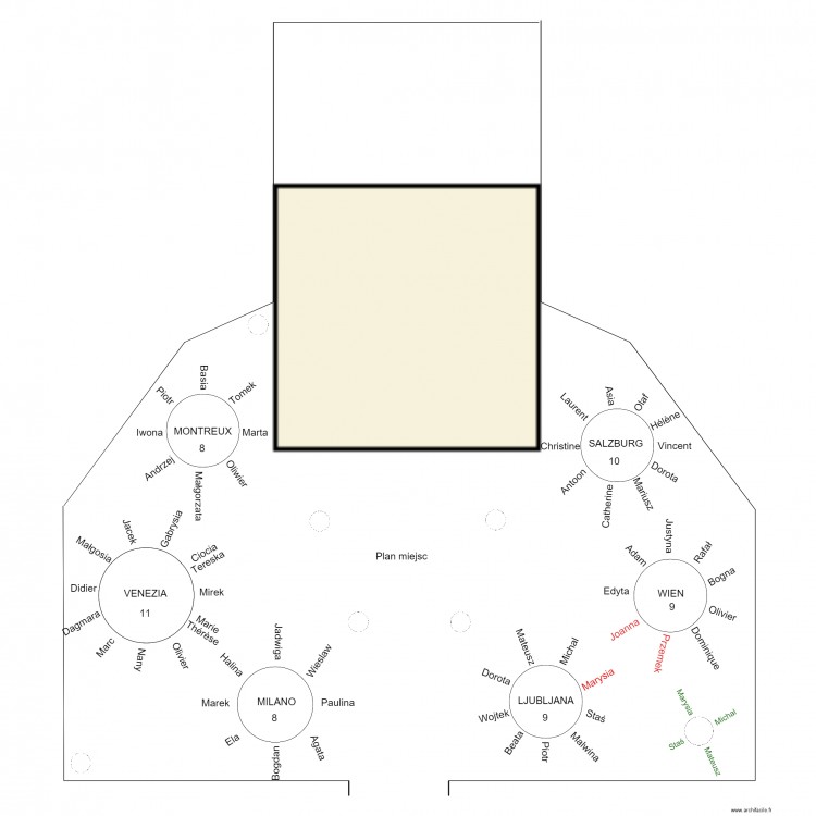 Plan de table NOMS. Plan de 0 pièce et 0 m2