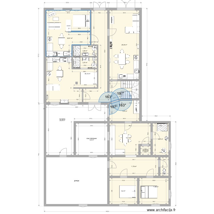 maison dunes. Plan de 15 pièces et 241 m2