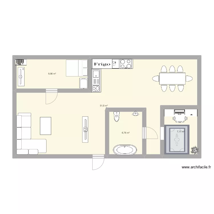 appartement 80m2. Plan de 