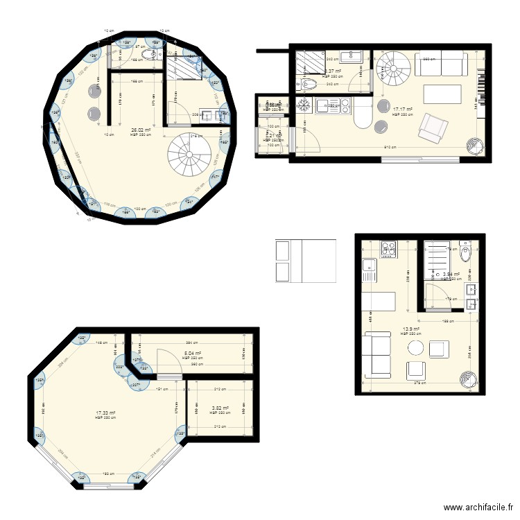 Zome. Plan de 10 pièces et 92 m2