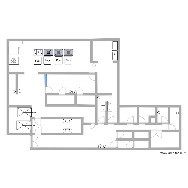 Plan cuisine Sogeres2. Plan de 16 pièces et 198 m2