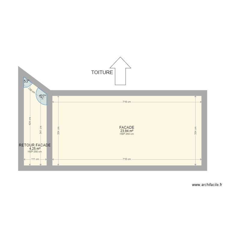 PLAN DE FACADE REF MORHAIN. Plan de 2 pièces et 28 m2