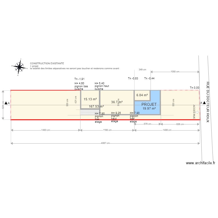 PLAN MASSE 2 avec projet. Plan de 5 pièces et 246 m2