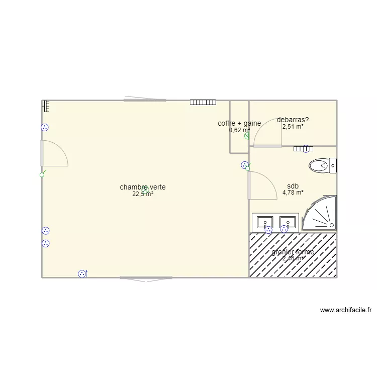 chambre verte. Plan de 