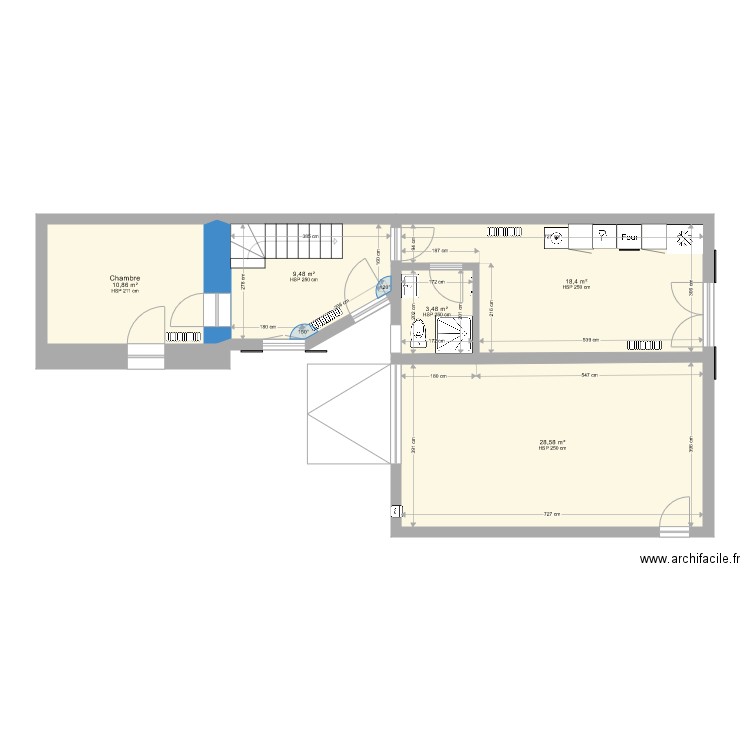 30 bis RDC projet. Plan de 5 pièces et 71 m2