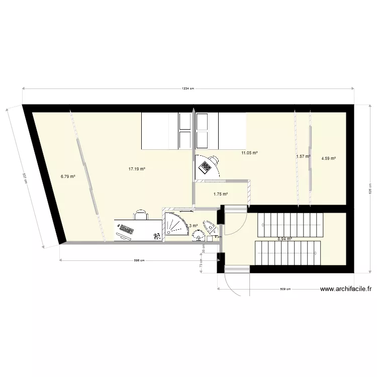 Grenier am&eacute;nag&eacute;. Plan de 