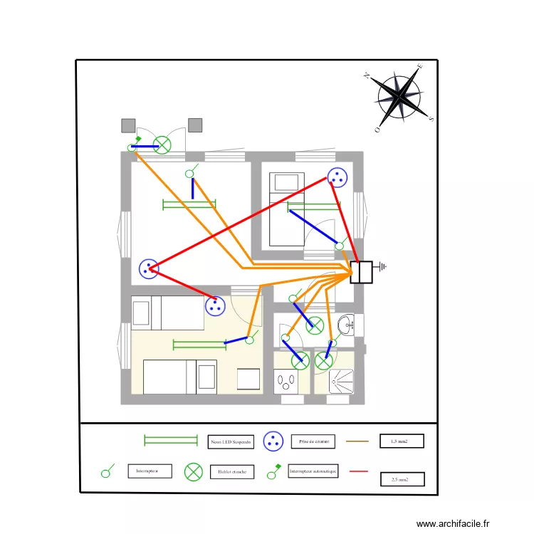 Internat du Lyc&eacute;e Anbohimandroso: maison garde internat essai. Plan de 