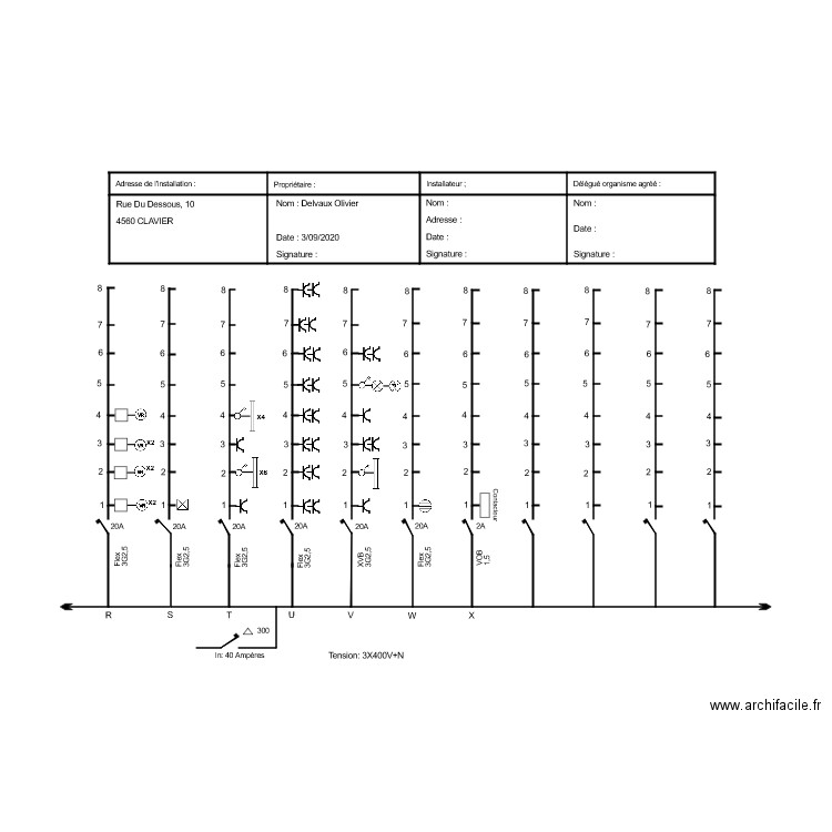 Schéma unifilaire 3 Olivier Delvaux. Plan de 0 pièce et 0 m2