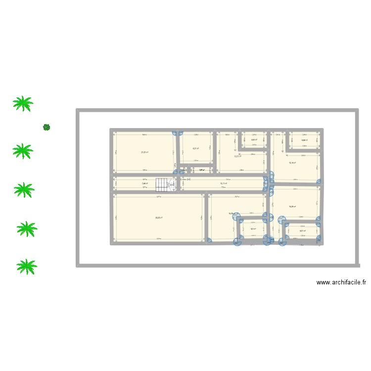 knulp. Plan de 14 pièces et 164 m2