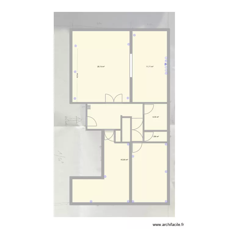 gascogne 1er droite. Plan de 5  et 97 m²