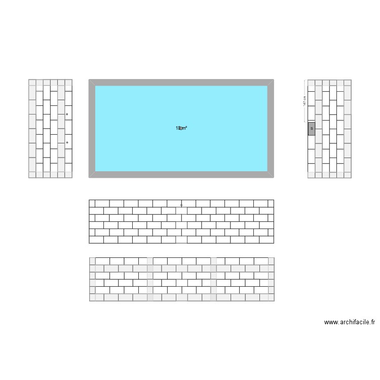 piscine 2. Plan de 1 pièce et 18 m2