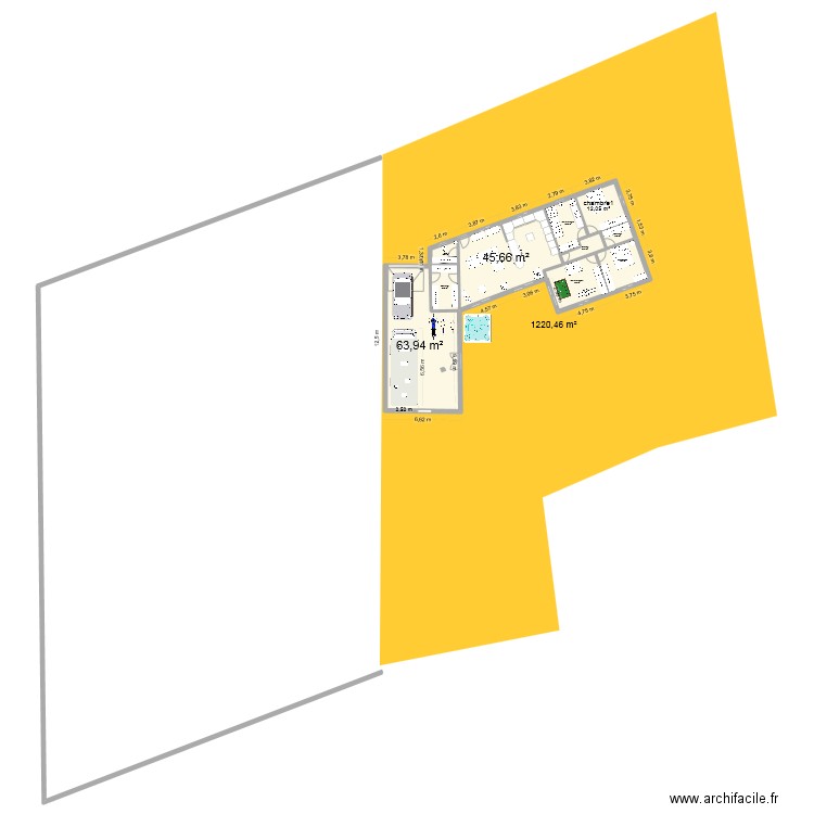 implantation 1. Plan de 10 pièces et 180 m2