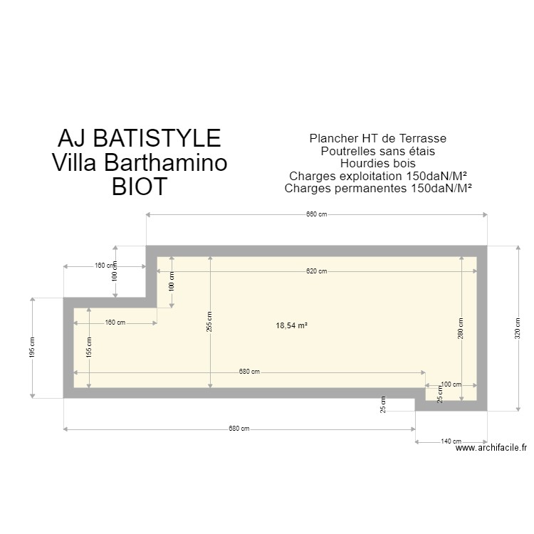 AJ BATISTYLE. Plan de 1 pièce et 19 m2