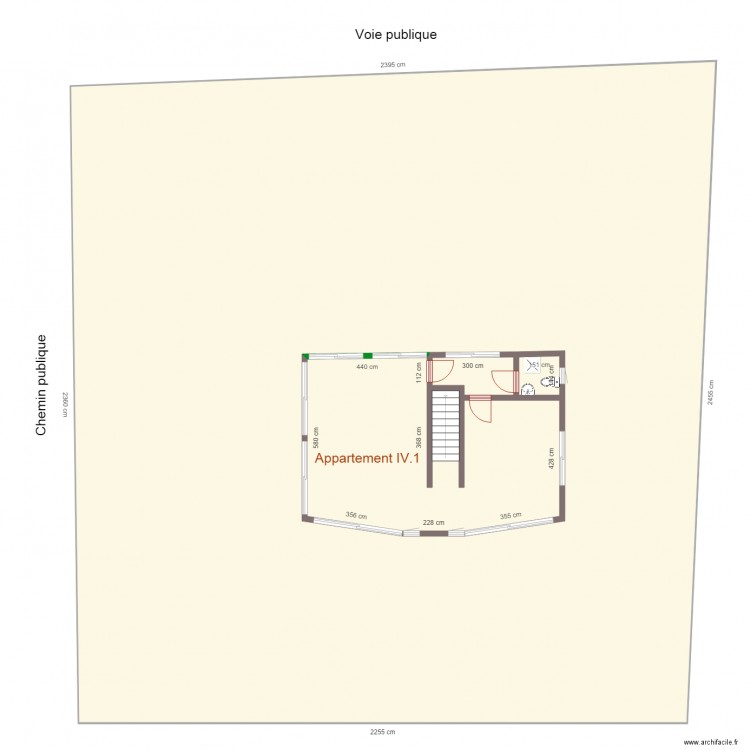 Appartement IV1. Plan de 4 pièces et 609 m2