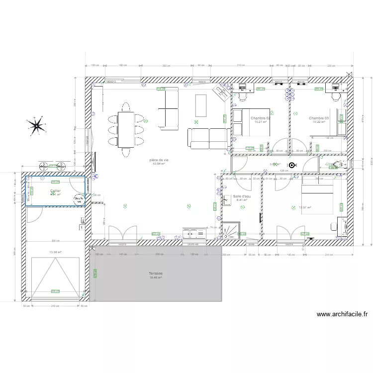 Plan Maison terrasse petite. Plan de 